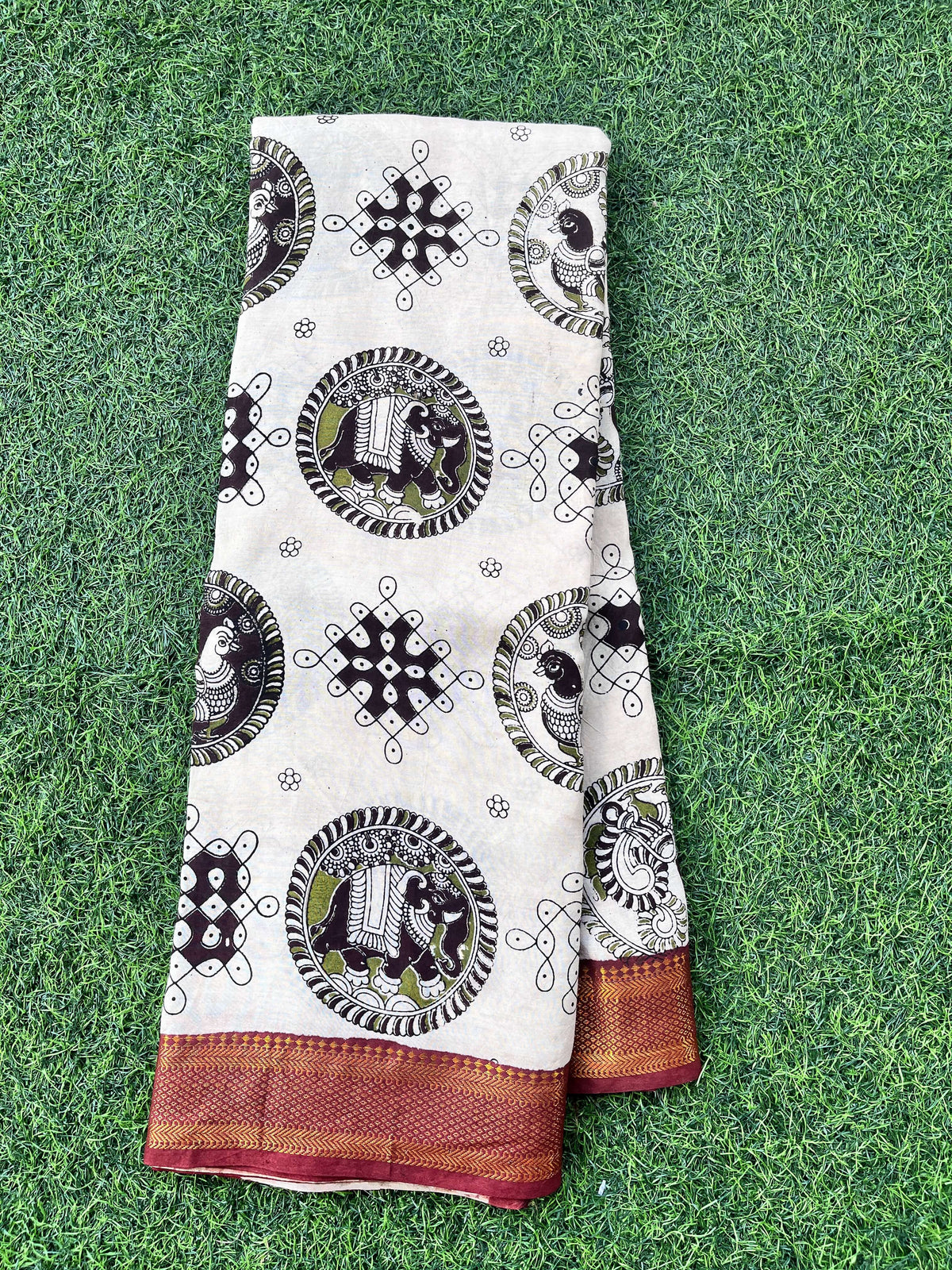 Kalamkari Chennuri Silk Nizam Border Saree-KNB-SP-M382