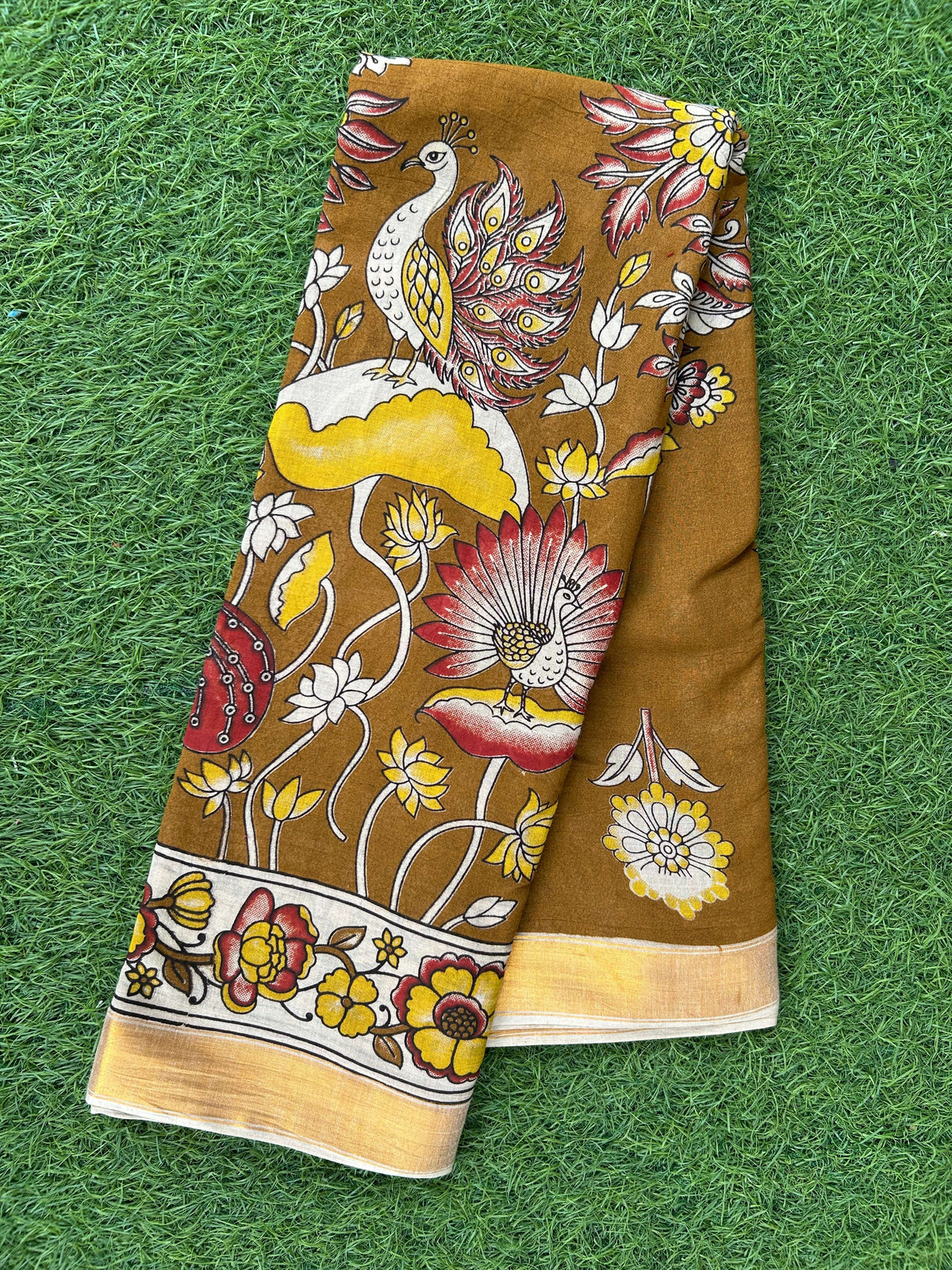 Kalamkari Cotton Zari Border Saree-KZB-BP-M027