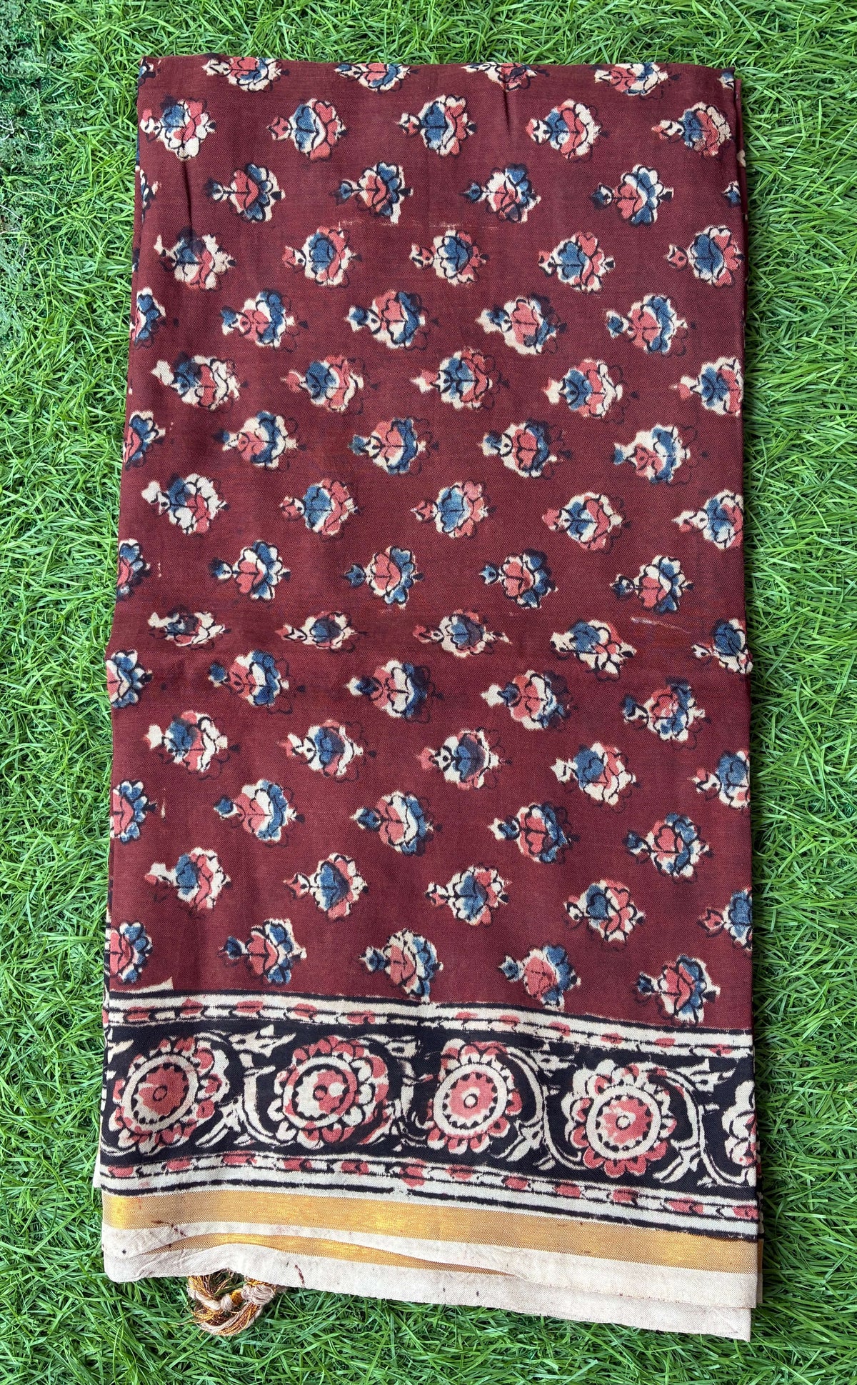 Kaddi Border Kalamkari Dupatta- KBKHPD-N-M176