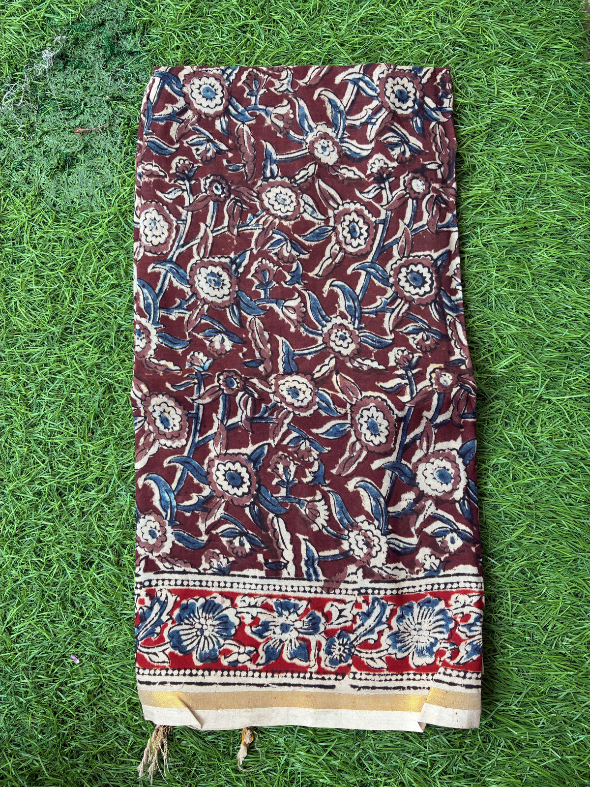 Kaddi Border Kalamkari Dupatta- KBKHPD-N-M177