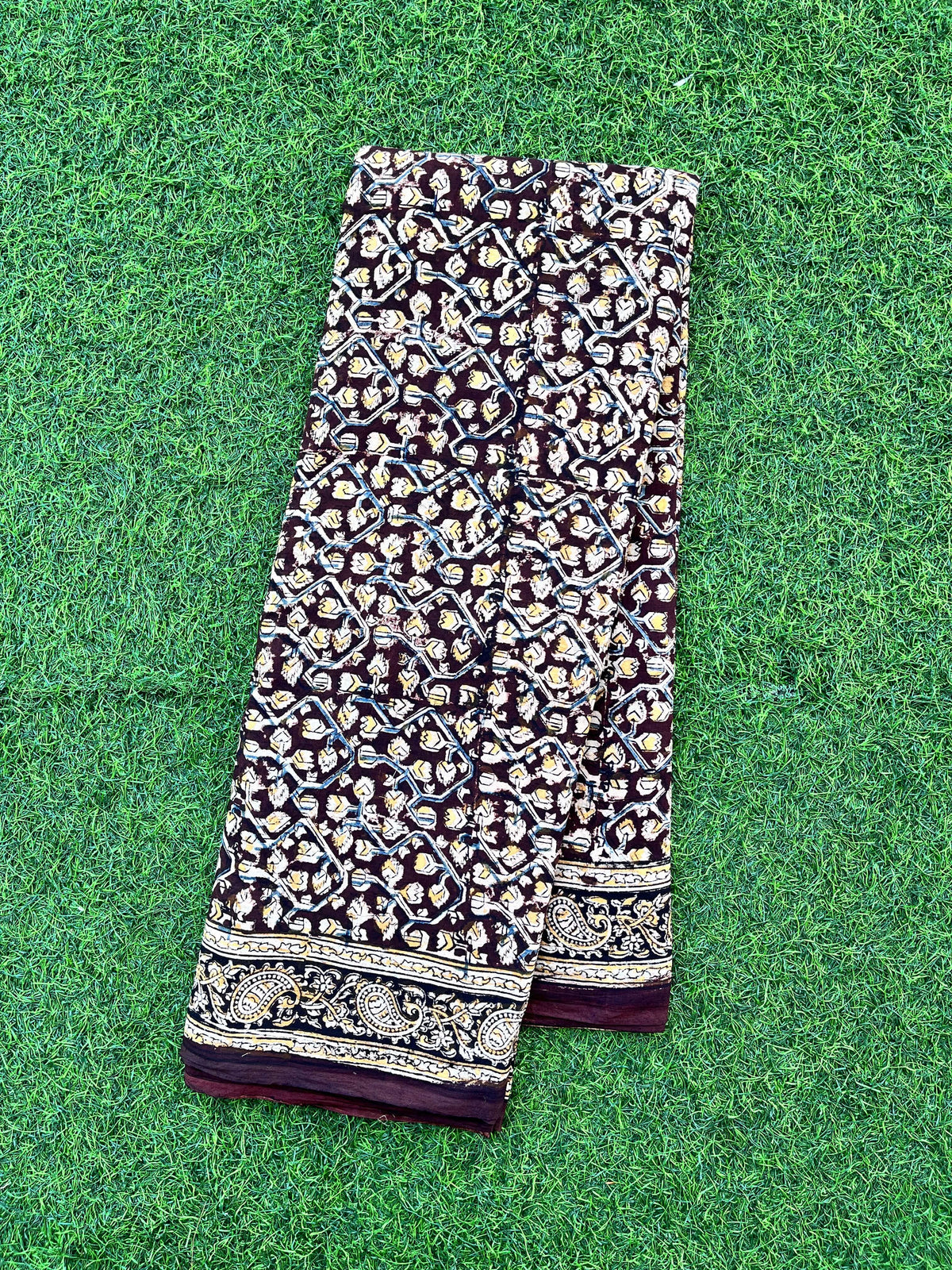 Hand Block Printed Kalamkari Saree KCH-M256