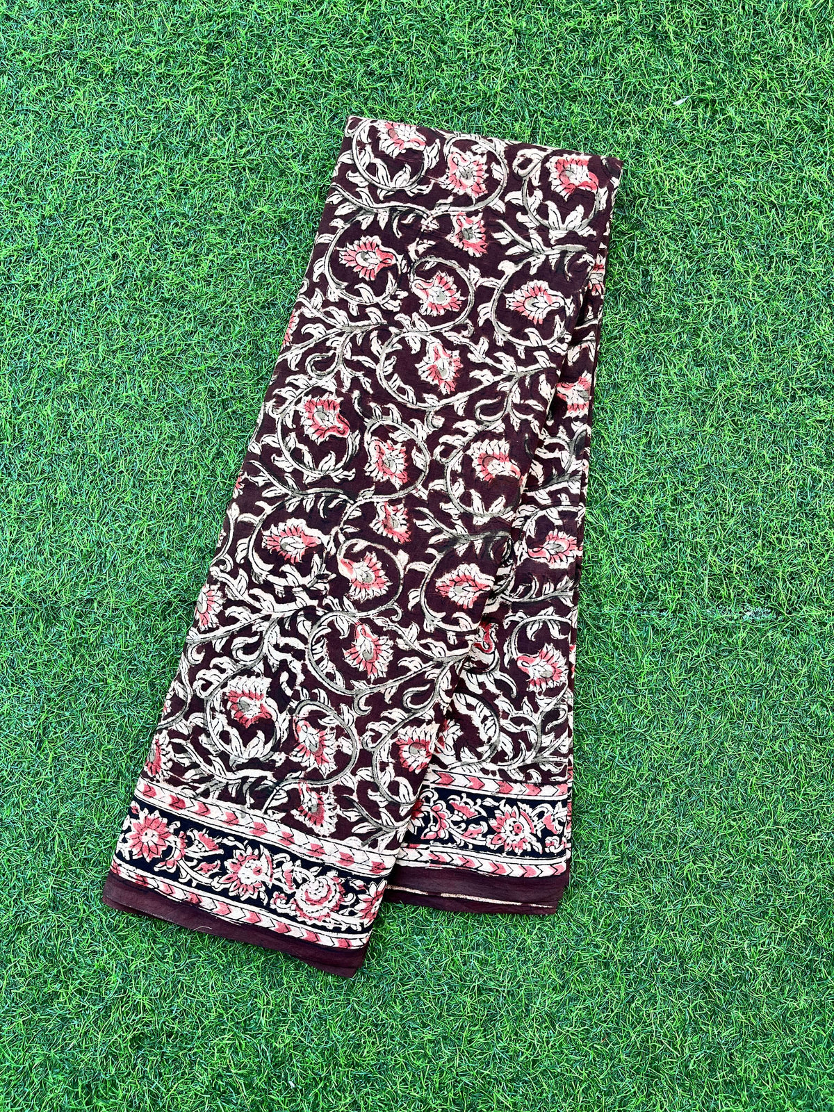 Hand Block Printed Kalamkari Saree KCH-M257