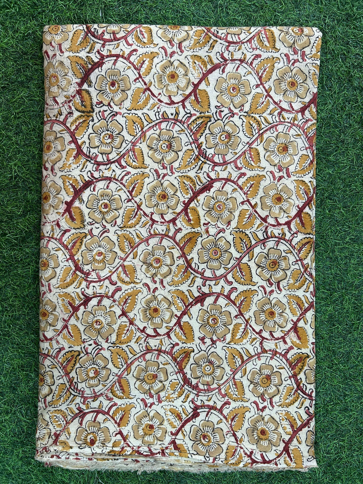 Kalamkari Block Printed Cotton Fabric - HBP-B027