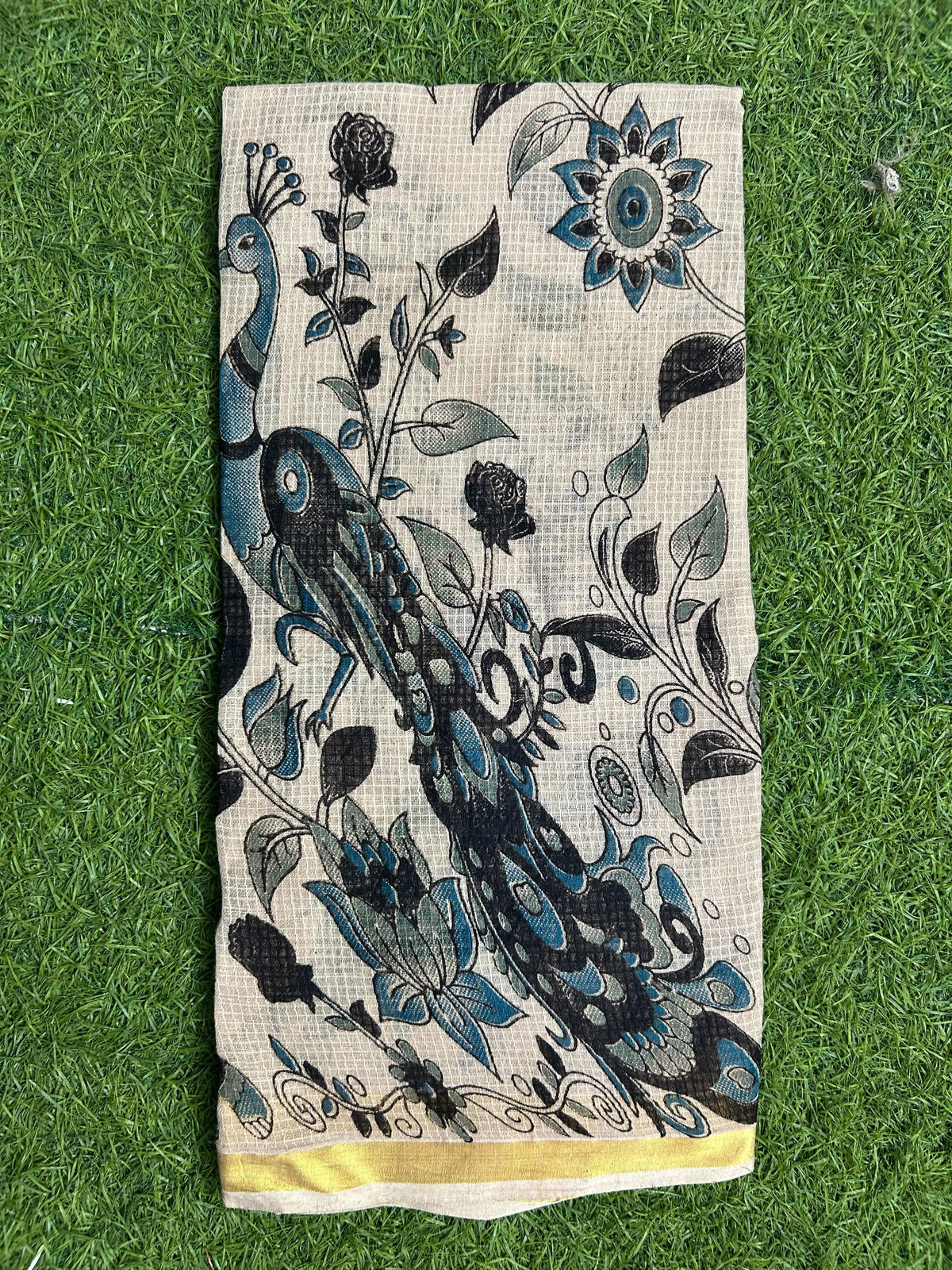 Kalamkari Kota Cotton Screen Printed Duppata-KKC-SCD-M077