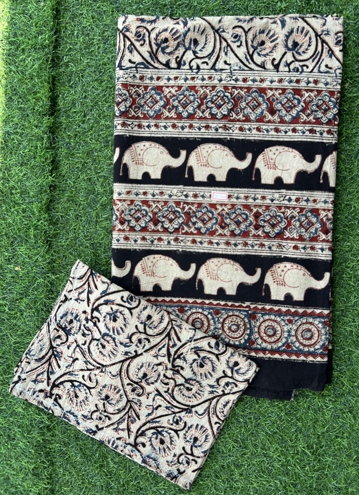Kalamkari Block Printed Cotton Bed Cover with Pillow Covers - KBS057(90*108)