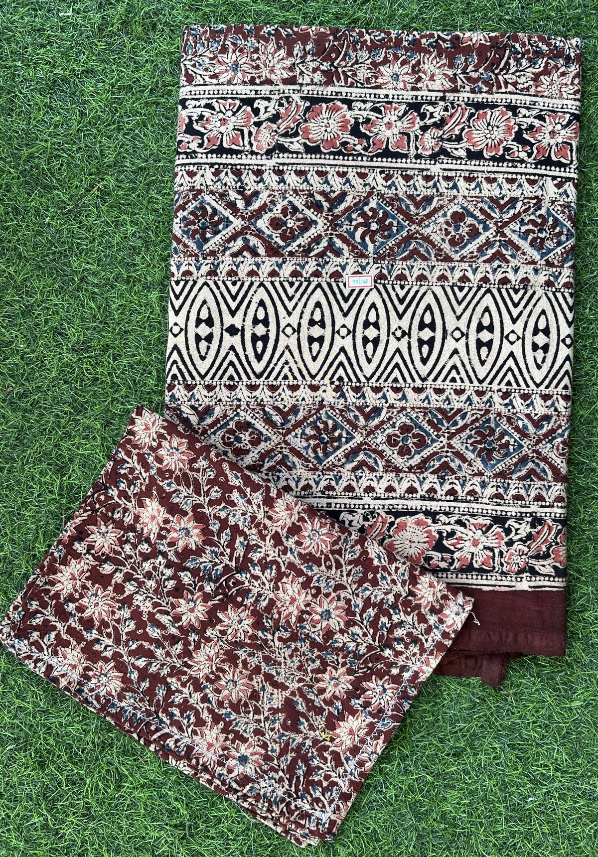 Kalamkari Block Printed Cotton Bed Cover with Pillow Covers - KBS039(90*108)