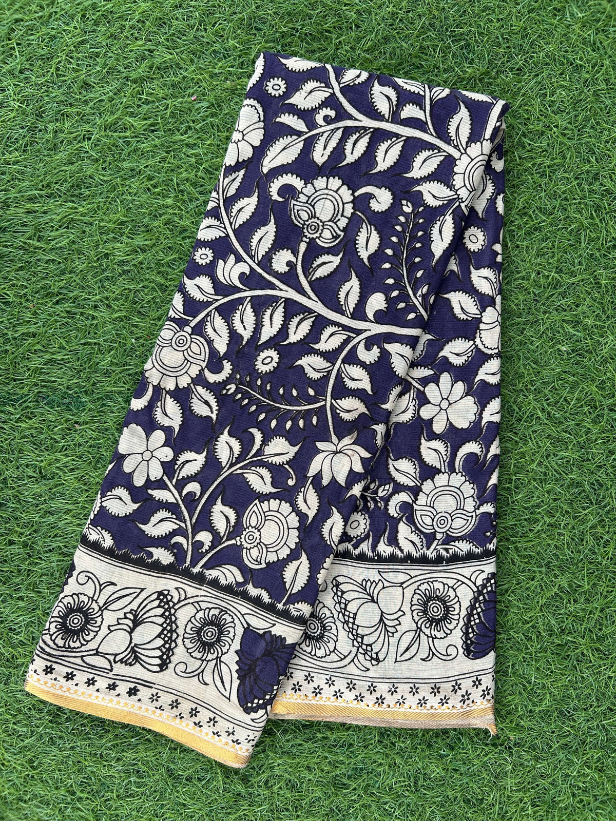 Kalamkari Cotton Zari Border Saree-KZB-BP-M029